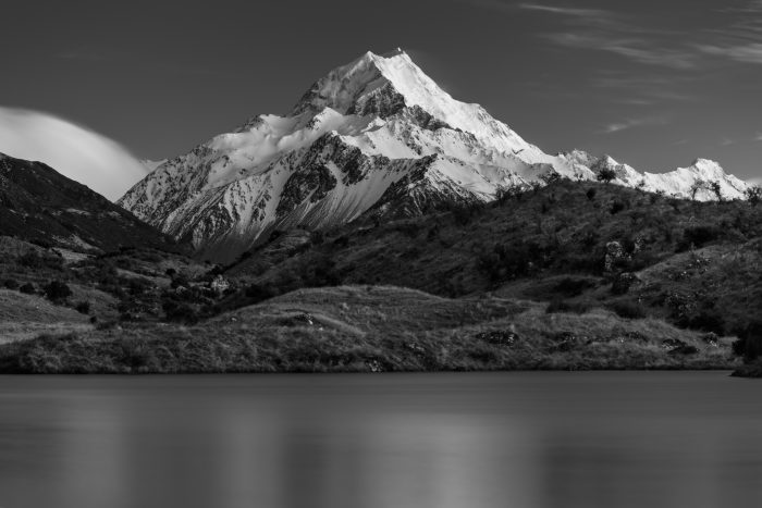 New Zealand Mount Aoraki Black and White by JP